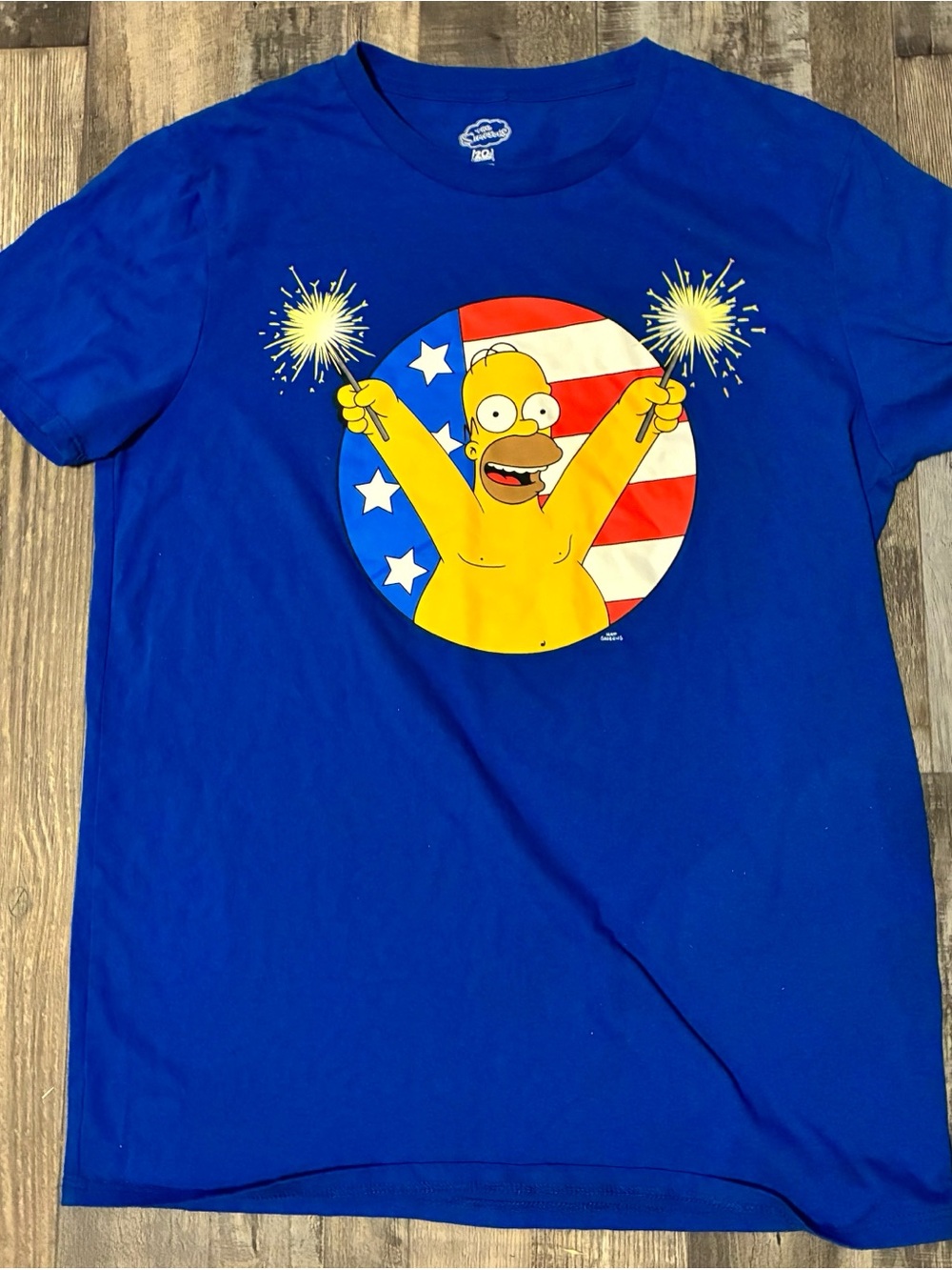 Graphic Short-Sleeve Tee - Blue Homer Simpson Sparkler Design